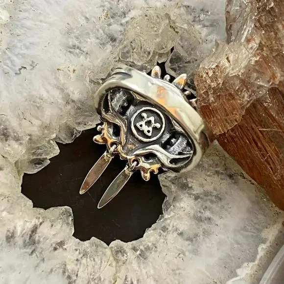 Carolyn Pollack Sterling Green Turquoise Chief Feather Headdress Ring For Women - Picture 7 of 10